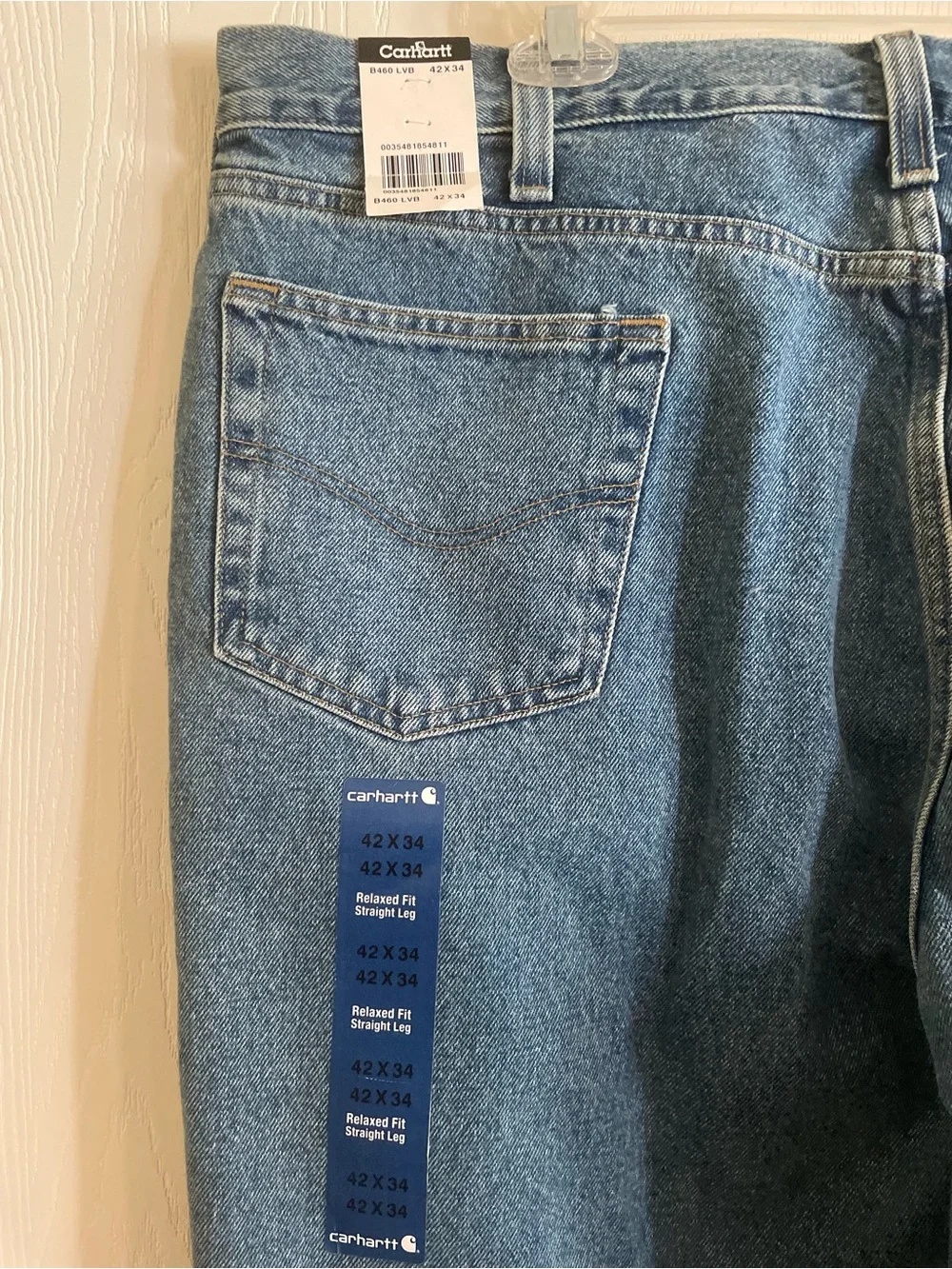 NWT Carhartt B460 LVB Relaxed Fit Straight Leg Jeans Men 42x34 Light Wash